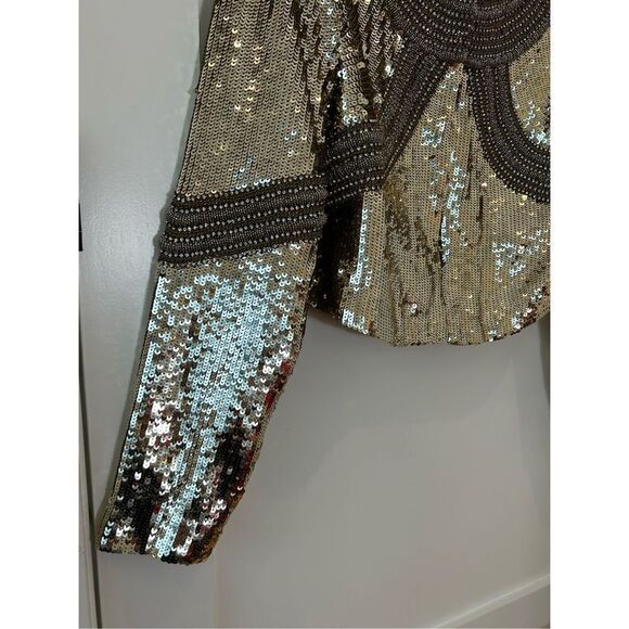 Veronica Beard Phaedra Sequin-Embellished Cropped Jacket Gold Women’s Size Small - Picture 12 of 12